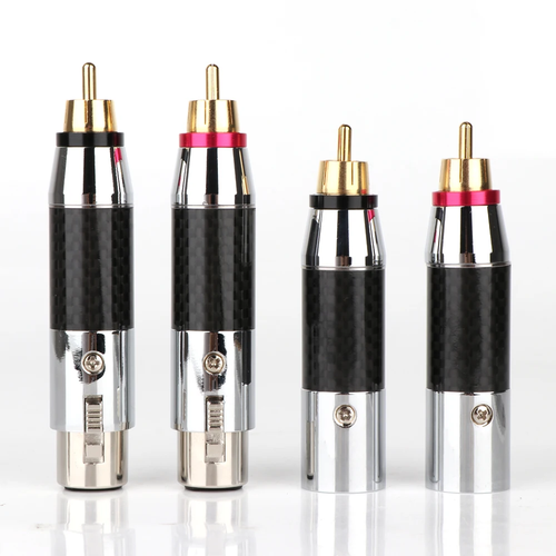 HIFI Carbon Fiber Rhodium Plated Adapter RCA Male to XLR Male Female Connector - Picture 3 of 10
