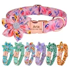 Personalized Girl Flower Dog Collar Name Tag Engraved Small Medium Large Puppy