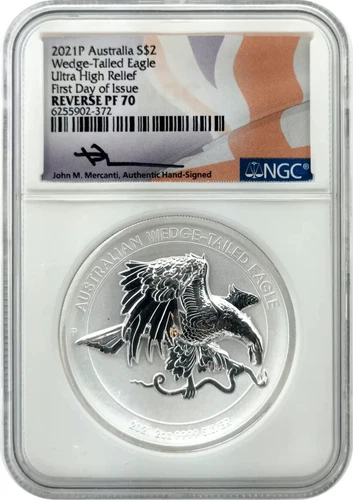 2021 P $2 Australia 2 oz Rev Proof Silver Wedge Tailed Eagle UHR NGC PF70 FDOI