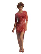 Womens Fiery Devil Halloween Costume Dress  Headpiece