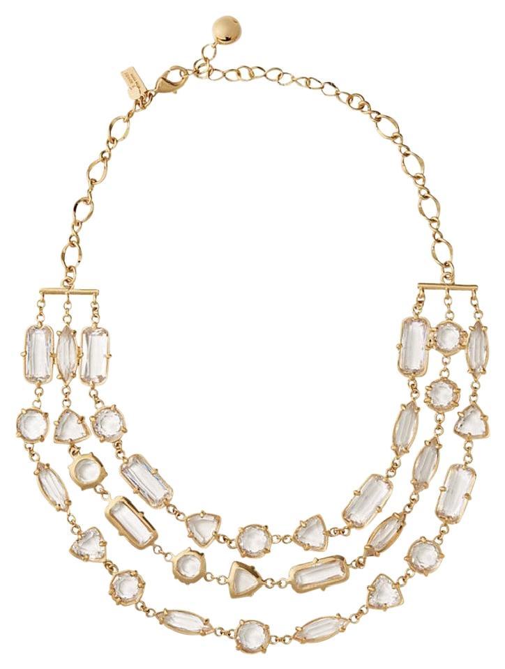 KATE SPADE NY TRIPLE STRAND DESERT STONE NECKLACE CRYSTAL CLEAR