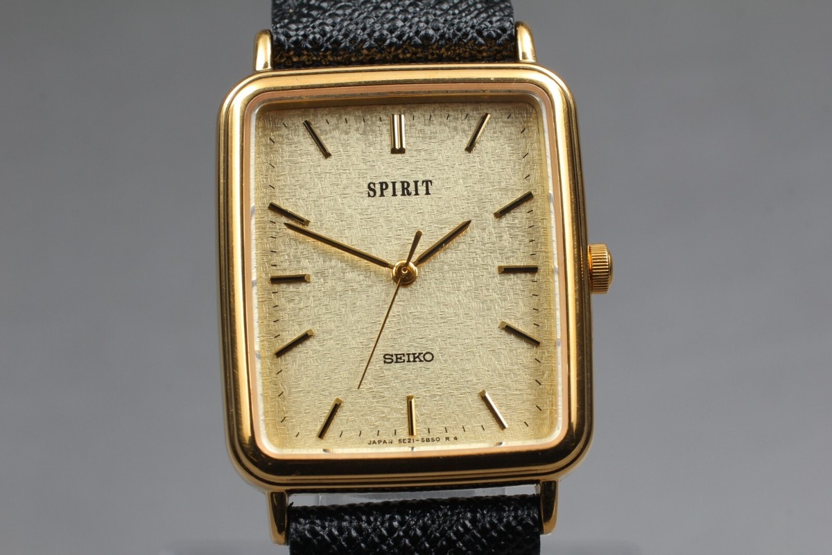 Near MINT] SEIKO Spirit 5E21-5B50 Gold Dial Quartz Men's Watch