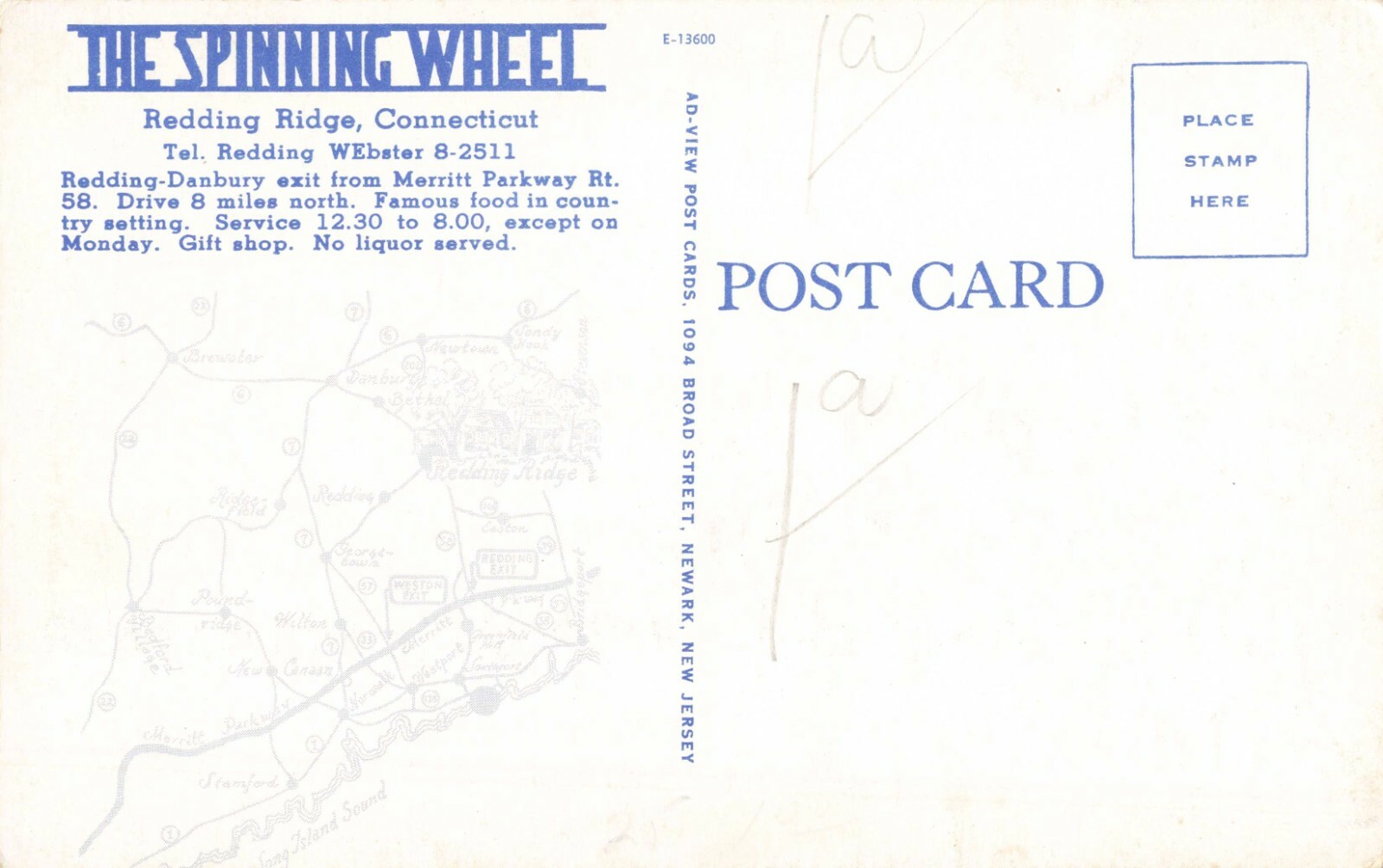 Postcard Spinning Wheel Restaurant Redding Ridge Connecticut eBay