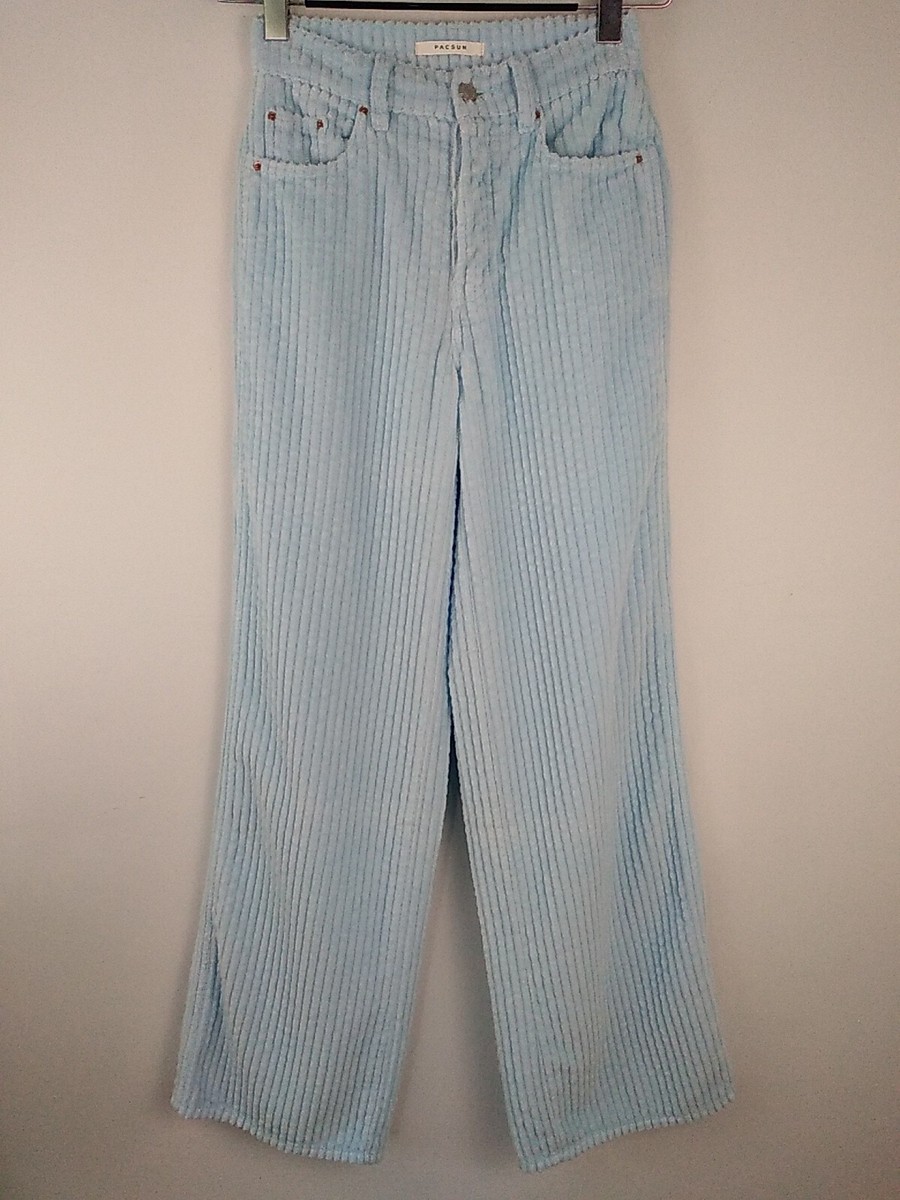 PacSun Light Blue Corduroy High Waisted Baggy Jeans Street Wear