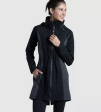 Kuhl Women’s Jetstream Trench Rain Jacket Black Grey Waterproof Hooded Size Xs