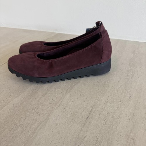 AETREX Ballerina Flats Suede Leather Burgundy Size 8.5 - Picture 5 of 9