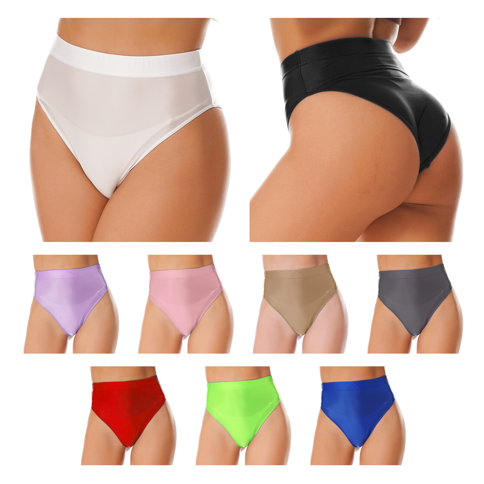 Women's High Cut Panties High Waisted Bottom Glossy Hot Shorts