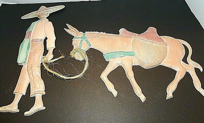  MEXICAN MAN MULE DONKEY CAST METAL WALL ART INDOOR OUTDOOR HANGING PLAQUE