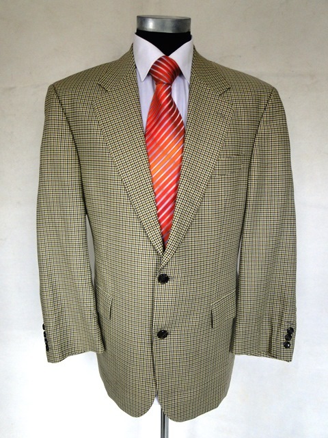 Giacca monopetto Yves Saint Laurent beige a quadri lana vergine taglia 25 50