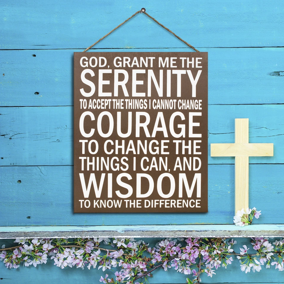Letrero de oración de serenidad | Regalo de sobriedad | Decoración de pared de coraje y sabiduría | Recuperación Foto 3 de 4