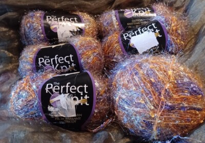 Lot of 6 The Perfect Knit Glitter Yarn - 35g Ball