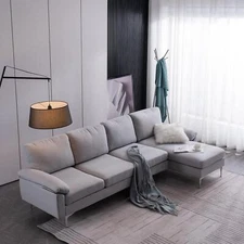 FCH 4 Seats Modern Sectional Sofa Set Living Room Convertible Long Couch 3 Color