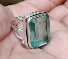 Blue Topaz Gemstone 925 Sterling Silver Ring Handmade Jewelry Ring For Gift