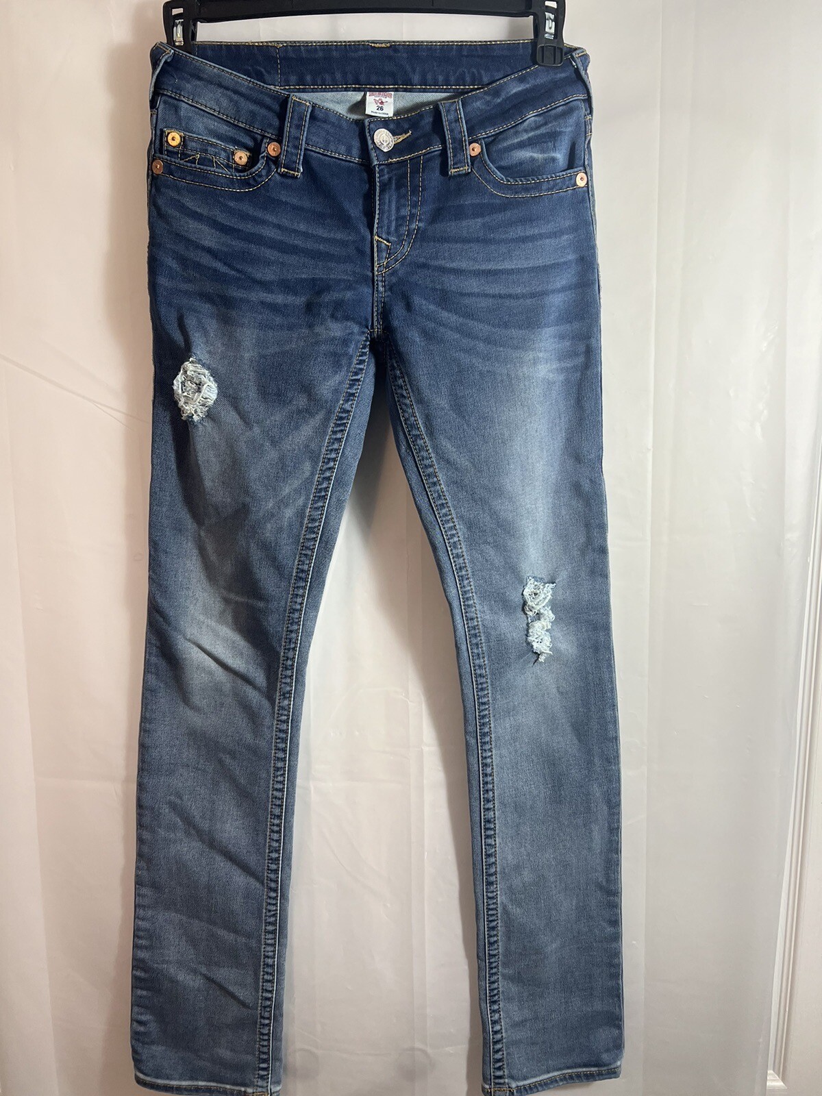 True Religion Women Size 26 Blue Slim Straight  Denim jeans