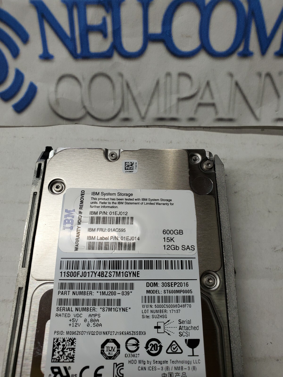 IBM 2078-AC58 V5000 Gen2 Storwize 600GB 15K 12GB SAS SFF HDD 01AC595 ...