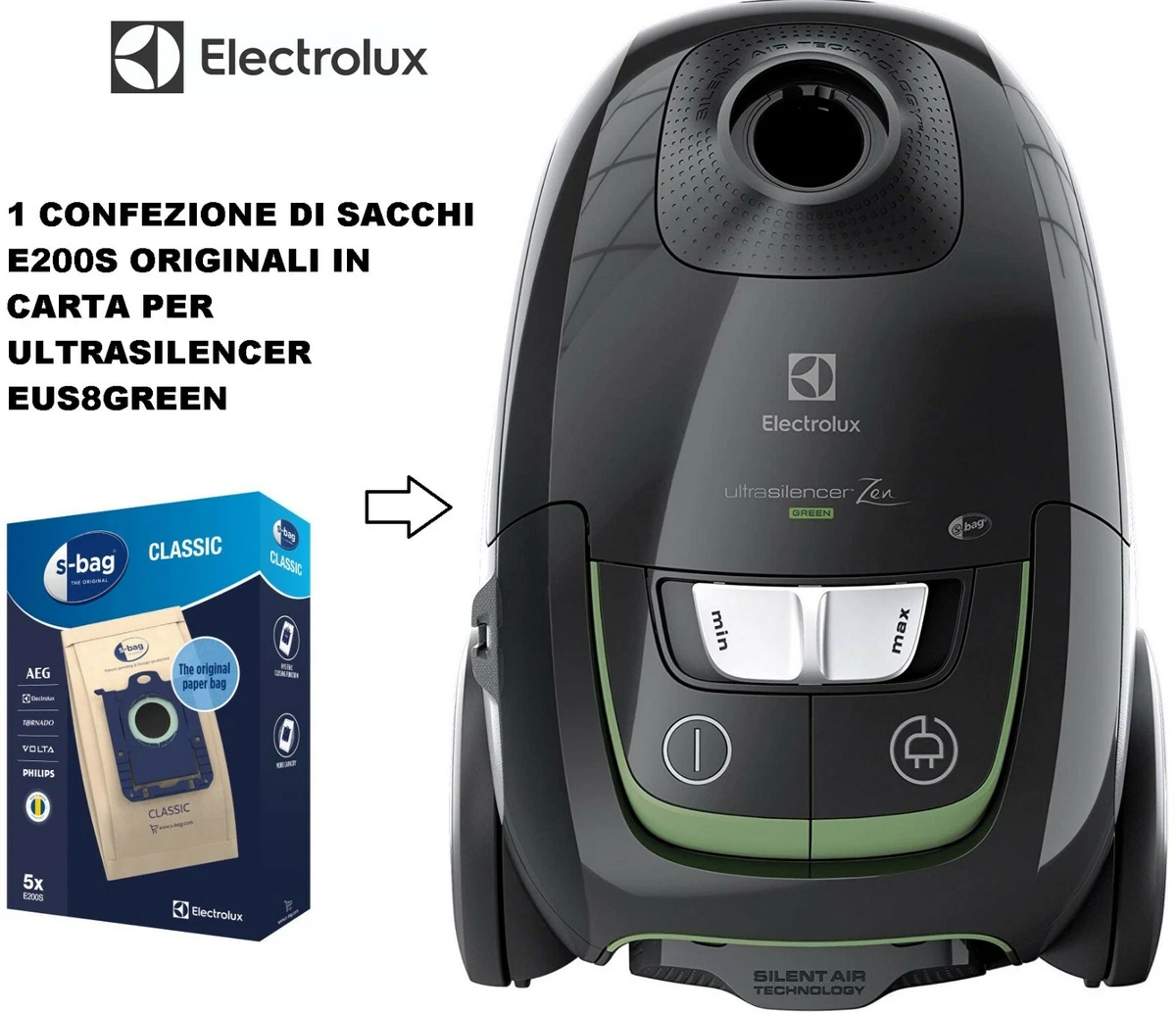 SACCHETTI ASPIRAPOLVERE ELECTROLUX SBAG E200S IN CARTA ULTRASILENCER  EUS8GREEN