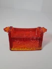 Vintage Fenton Amberina Fiery Orange Red Glass Rose Ashtray Dish Holder Only
