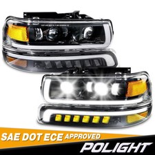 Dot Led Drl Headlights Bumper Lamps For 1999-02 Chevy Silverado 2000-06 Tahoe