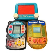 Handheld Electronic Vintage Games  Etch a Sketch, Connect Four and Battleship