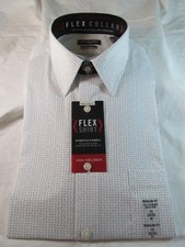 NWT VAN HEUSEN FLEX COLLAR STRETCH LONG SLEEVE DRESS SHIRT, Ultra Blue Dots