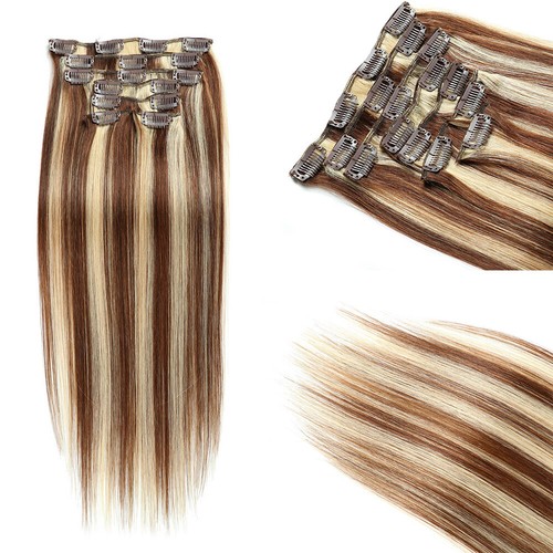 Brazilian 100% Virgin Human Hair 4/613 Piano Color Clip-in Hair Extensions - Bild 3 von 18