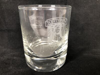 Cutty Sark 6 Oz Scots Whiskey Glass Dimpled Heavy Base Liberty Logo Barware EUC