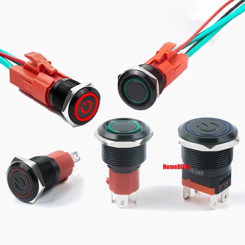16mm-22mm Black Metal Push Button Switches Momentary/Latching Car Switch 20A/15A - Picture 13 of 21