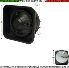 Tromba Magnetodinamica Esponenziale 8 Ω 15 W Ricambio x Sirene Allarme Antifurto