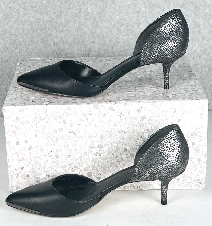 Zapatos de salón Enzo Angiolini 6,5 m negros tacón de gatito punta puntiaguda clásicos góticos brujos Foto 3 de 4