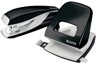 LEITZ Heftgerät- & Locher-Set Nexxt WOW, schwarz-metallic