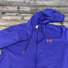 Under Armour Full Zip Hoodie Womens Large Purple Fleece Lined