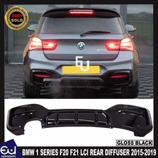 FOR BMW 1 SERIES F20 F21 LCI GLOSS BLACK REAR DIFFUSER LIP VALANCE BUMPER 15-19