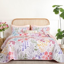 Floral Quilt Sets Queen Size Pink Quilt Set 3 Pieces Bedspreads Bedding Set S...