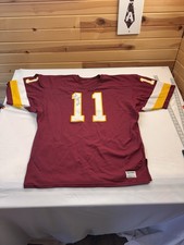 Mark Rypien Autographed/Signed Pro Style Red XL Jersey MVP Vintage Sand Knit