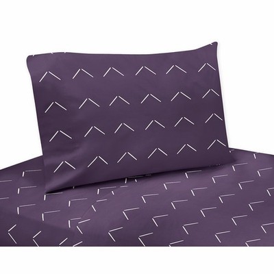 Woodland Arrow Plum Purple and White Twin Sheet Set