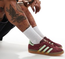 adidas Originals Gazelle Indoor sneakers with Gum sole burgundy and light green