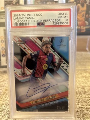 2024 TOPPS FINEST UCC BLACK Refractor AUTO LAMINE YAMAL /10 PSA 8 True Black!!