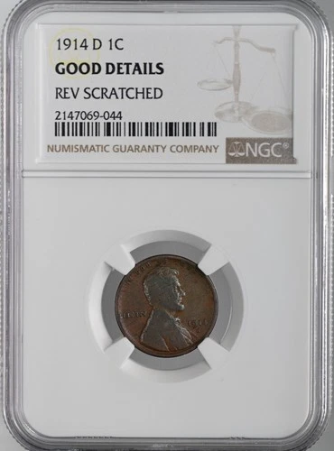 1914-D  1C LINCOLN WHEAT CENT  NGC GOOD DETAILS  "REV SCRATCHED"  #2147069-044