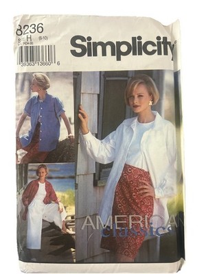 Simplicity 8236 Button-up Shirt Skirt Pants Shorts Sewing Pattern Size 6-10