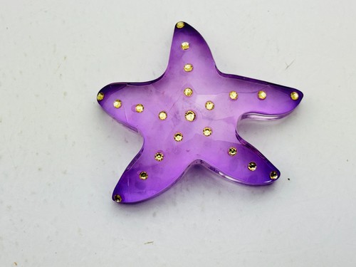 Vintage SD Simon Designs Crystal Purple Starfish Faux Diamond Studs Paperweight - Picture 3 of 6