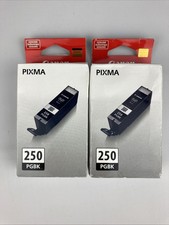 Lot of 2 Canon PIXMA PGBK 250 Black Ink Cartridges OEM Brand New