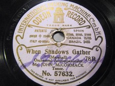 1909 John McCormack MAUVE ODEON Sample Record Squire When Shadows Gather 57632 _
