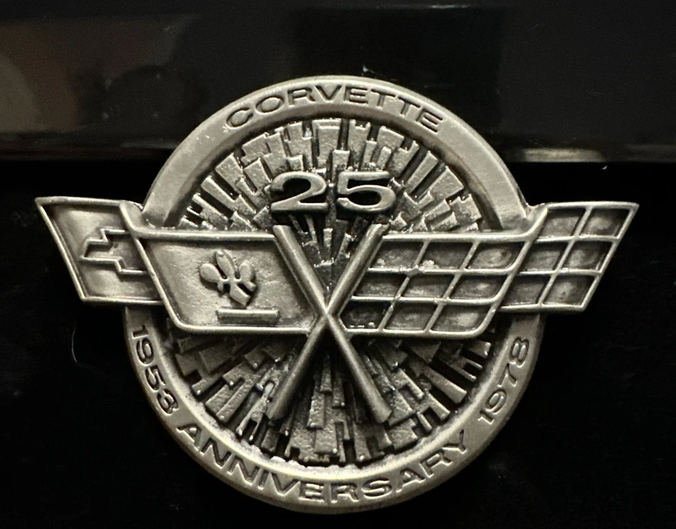 Hebilla de cinturón de peltre chevy corvette 1978 vintage 25 aniversario Foto 4 de 4