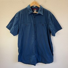 The North Face Button Down Shirt Mens XL Blue Good Striped Short Sleeve Pocket