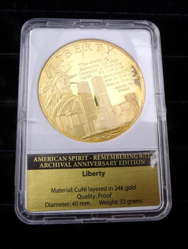 American Spirit 9/11 Liberty Collector Coin Remembering 9/11 24k gold layered