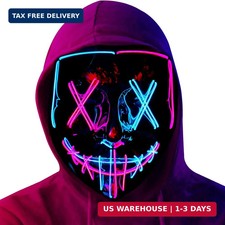 Halloween Mask LED Light up Mask Scary mask for Festival Cosplay Halloween Costu