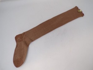 Vintage TRIM FIT Brown Nude Cotton Stockings Heel to Toe 7" Children's