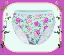 XS M  L XL  XXL  Green Roses Cotton Victorias Secret High-Leg Waist Brief Pantie