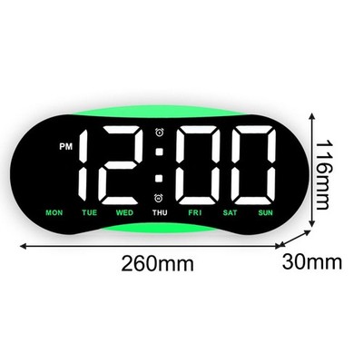 Holzmaserung Stil LED Uhr 26x3x11,6cm für Home Office Schlafzimmer Wand oder Ti
