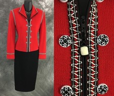 BEAUTIFUL St John collection jacket red black knit suit blazer size 2